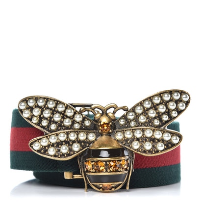 Gucci Web Queen Margaret Bee Belt 100 40 Red Green 1 of 7