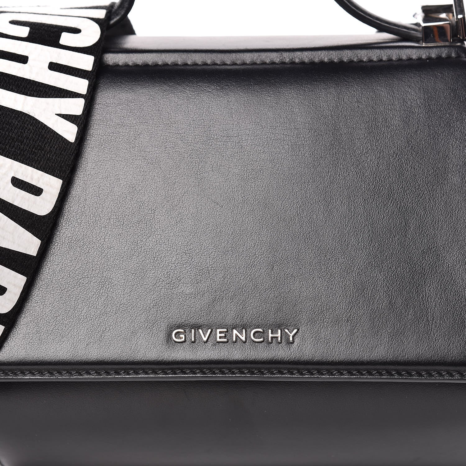 Givenchy Calfskin Mini Pandora Box Logo Strap Crossbody Bag Black 9 of 13