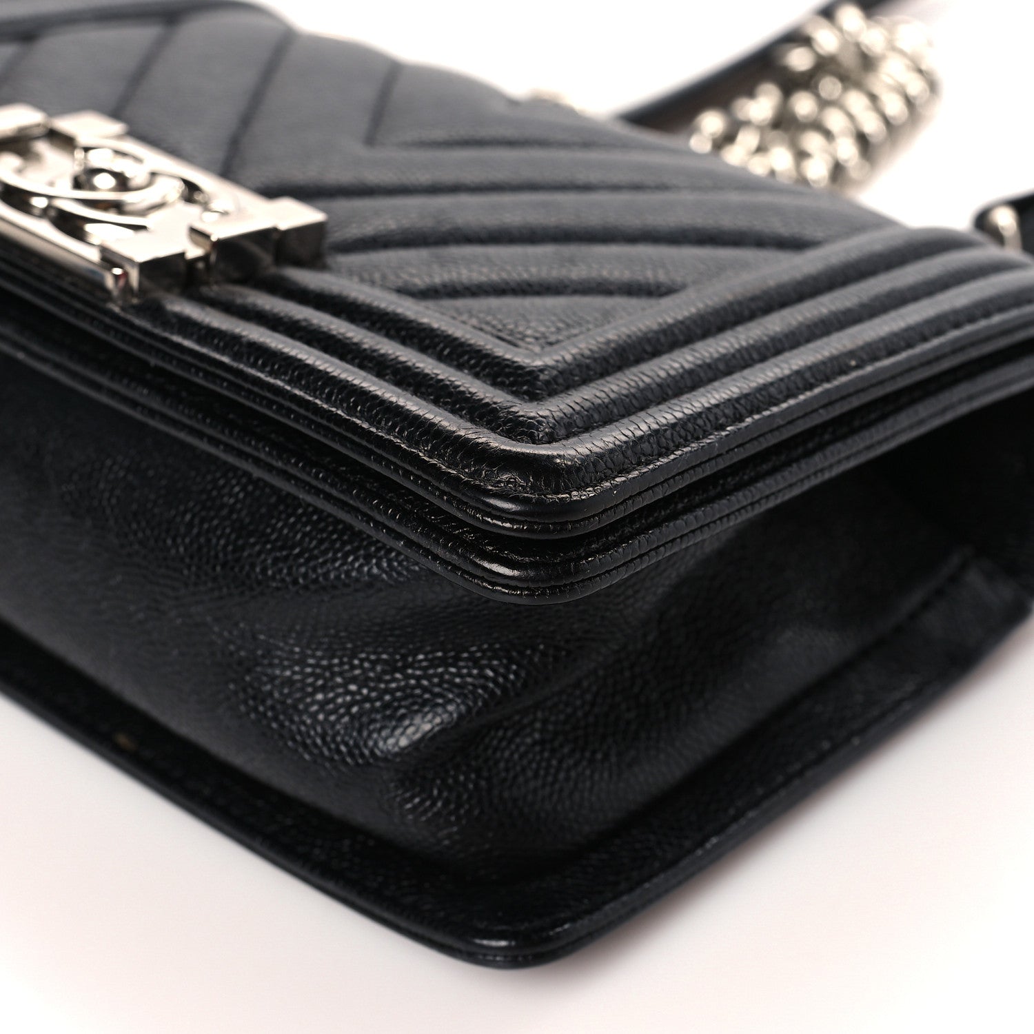 Chanel Caviar Chevron Quilted Small Boy Flap Black 9 of 9