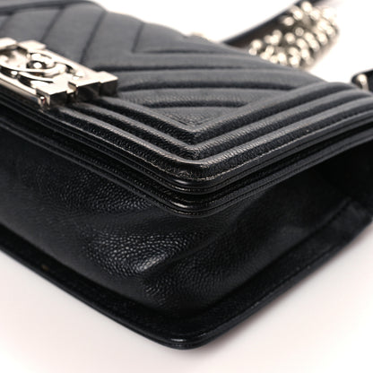 Chanel Caviar Chevron Quilted Small Boy Flap Black 9 of 9