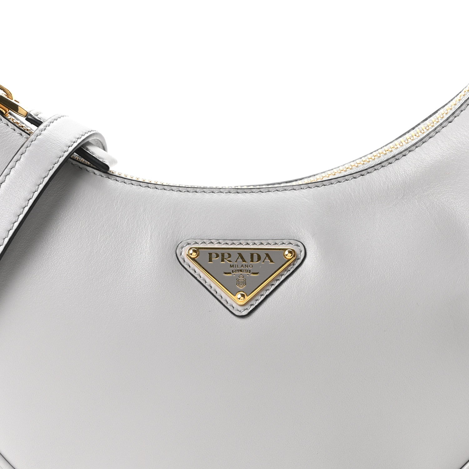 Prada Soft Calfskin Arque Shoulder Bag Granito 8 of 10