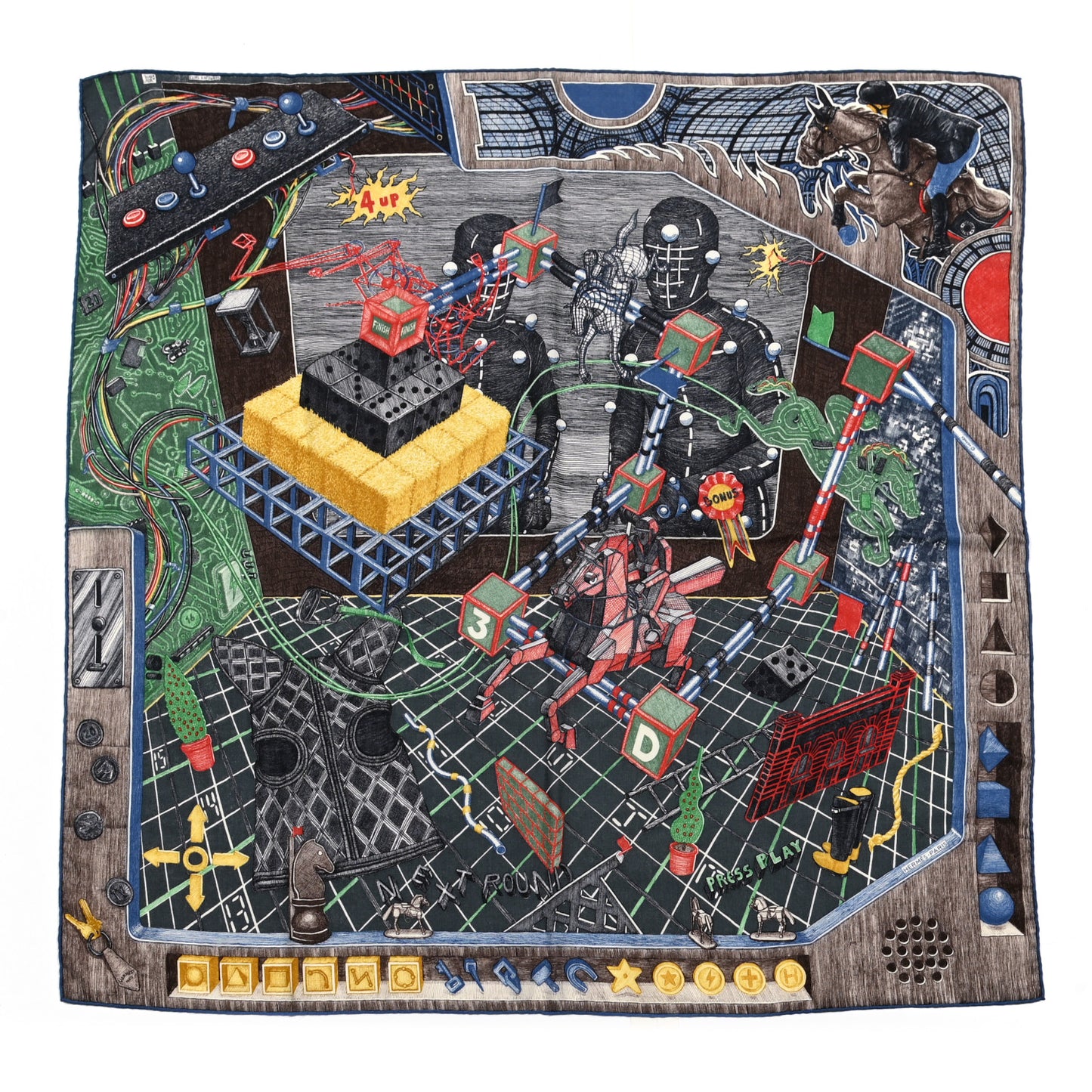 Cashmere Silk The Game Scarf 100 Anthracite Rouge Vert