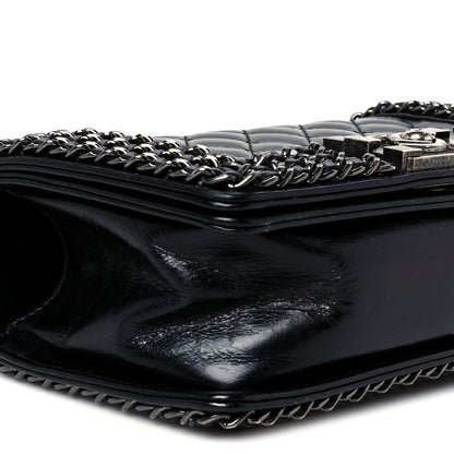 Chanel Glazed Calfskin Quilted Small Boy Chained Flap Black 4 of 10
