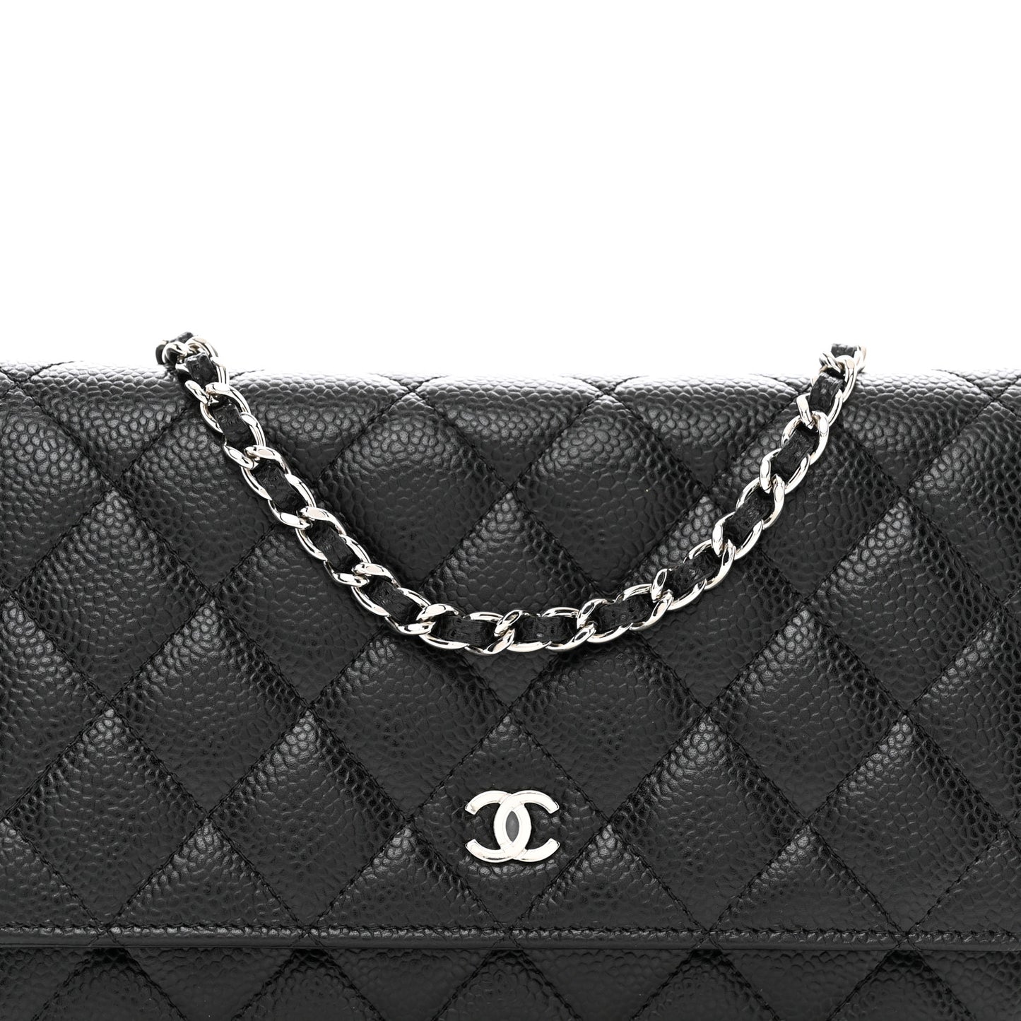 Caviar Quilted Wallet on Chain WOC Black