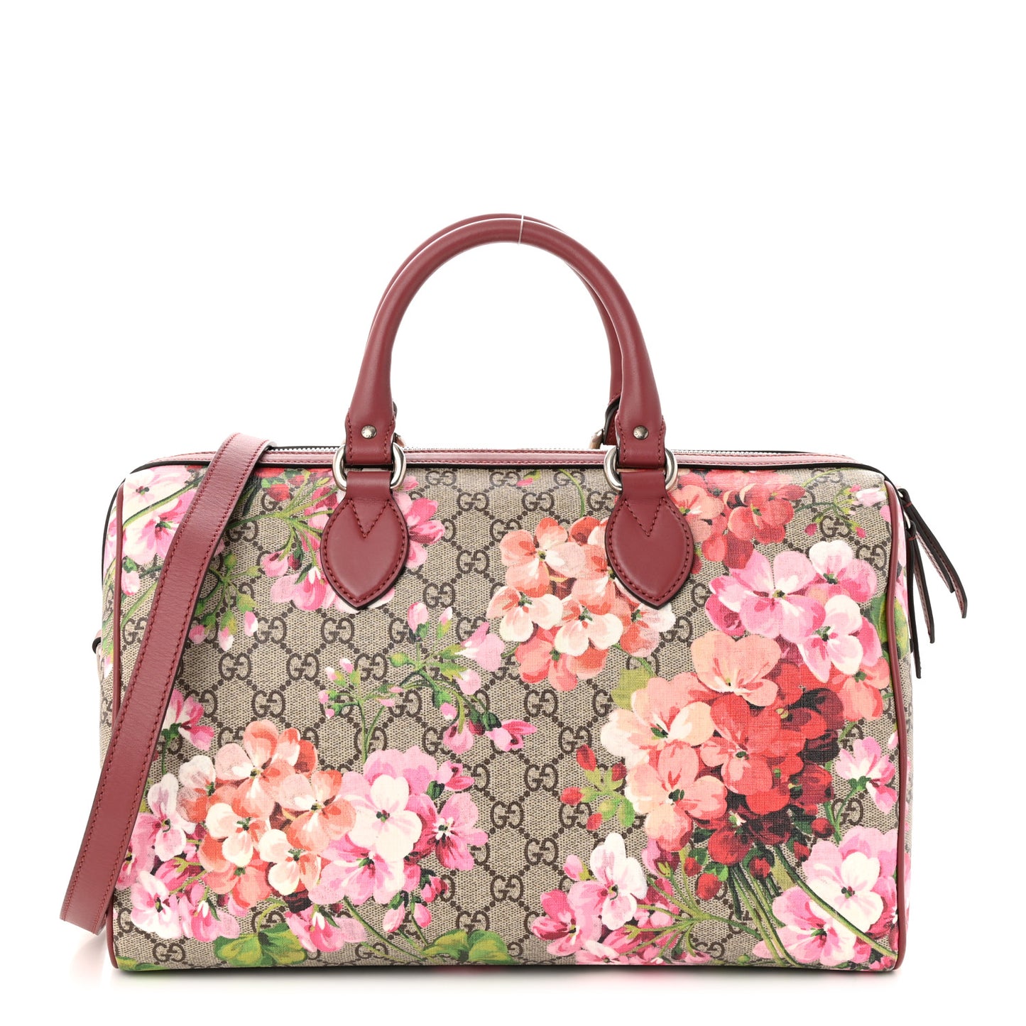 GG Supreme Monogram Blooms Medium Boston Beige Multicolor Dry Rose