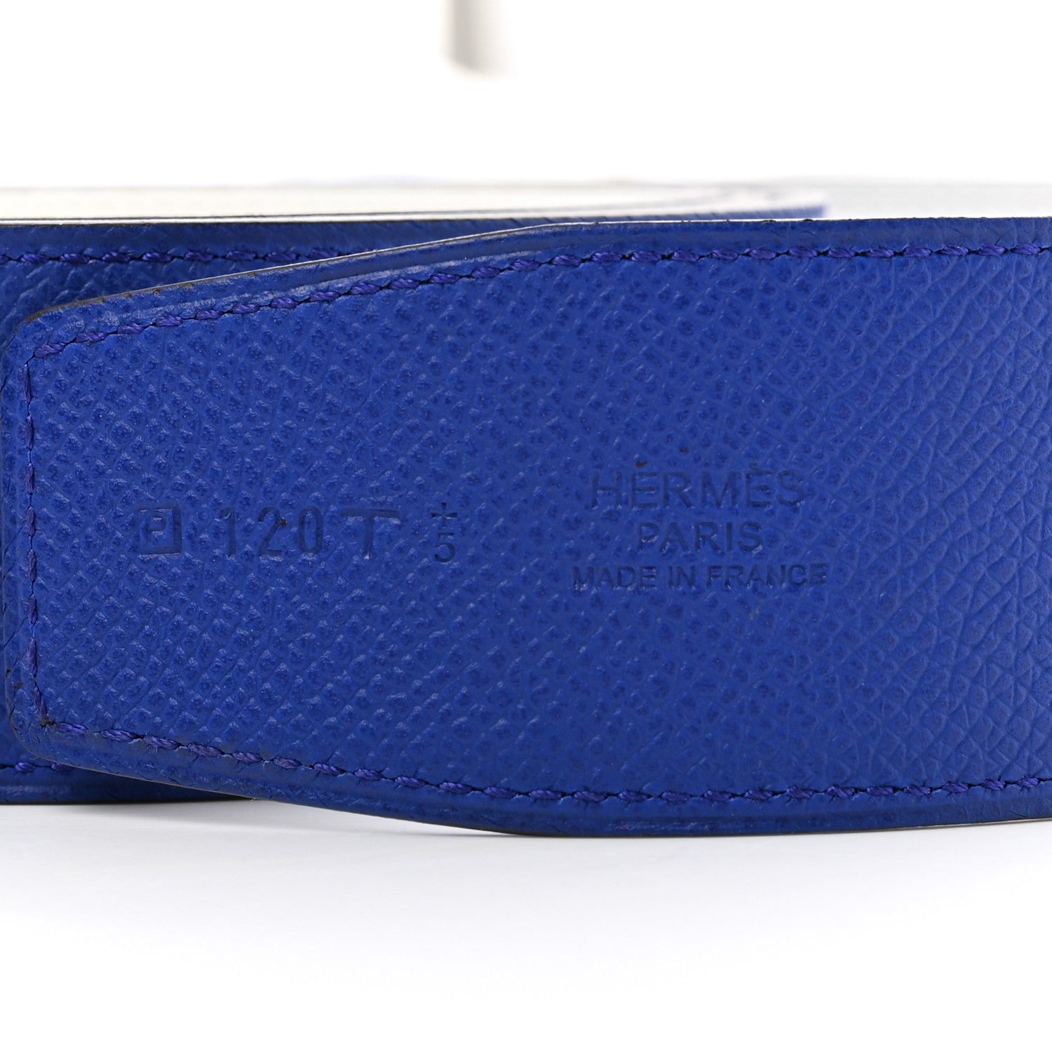 Hermes Epsom 42mm Belt Strap 120 48 Bleu Electrique White 5 of 6