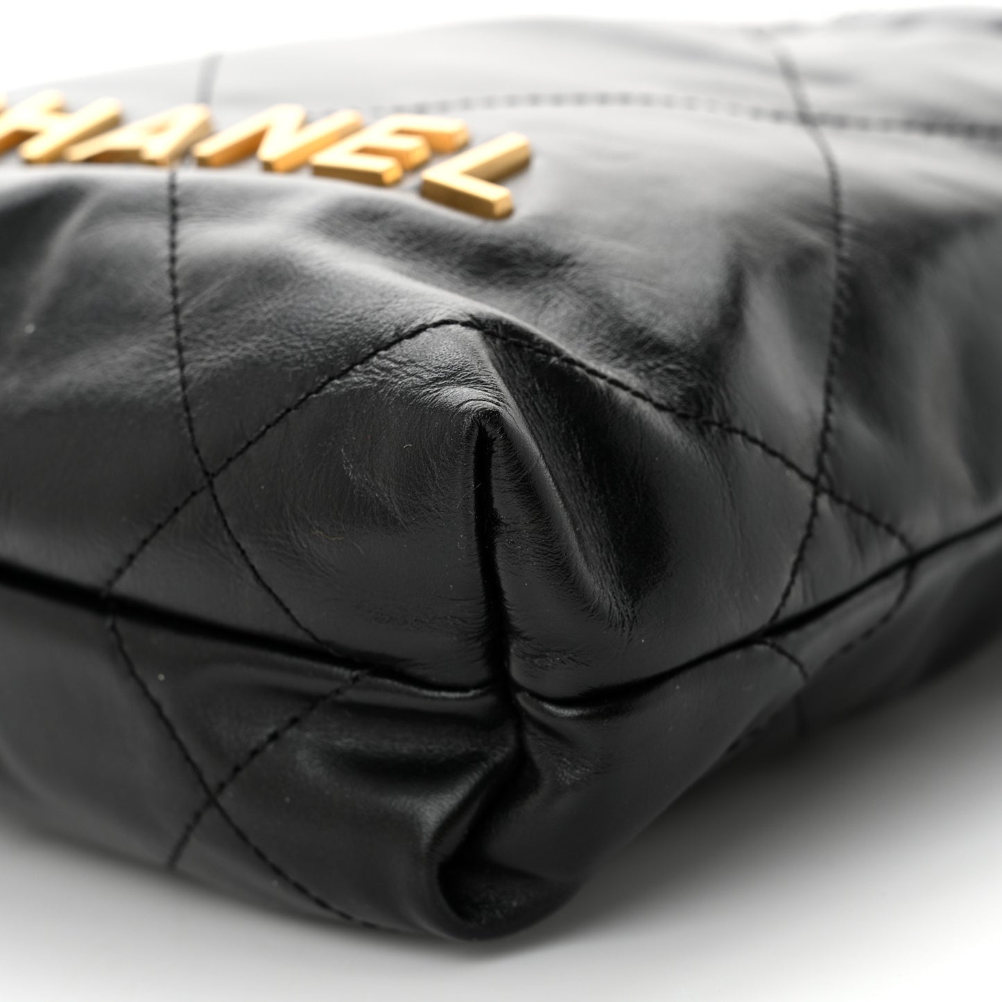 Shiny Calfskin Quilted Mini Chanel 22 Black