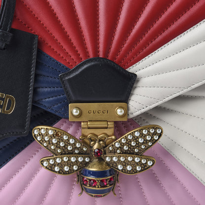 Gucci Calfskin Bamboo Trapuntata Queen Margaret Top Handle Bag Blue Agata Hibiscus Red Mystic White Sugar Pink 11 of 11
