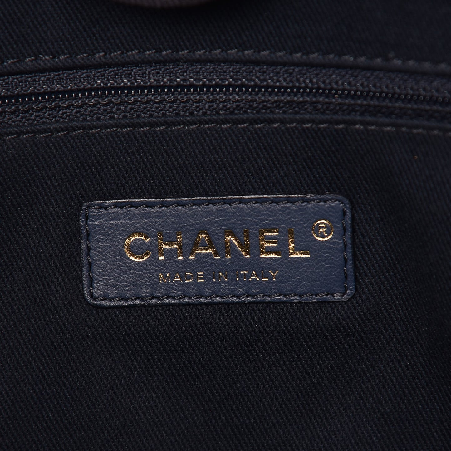 Lurex Canvas Small Deauville Tote Navy Blue Gold
