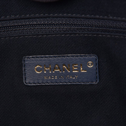 Chanel Lurex Canvas Small Deauville Tote Navy Blue Gold 8 of 11