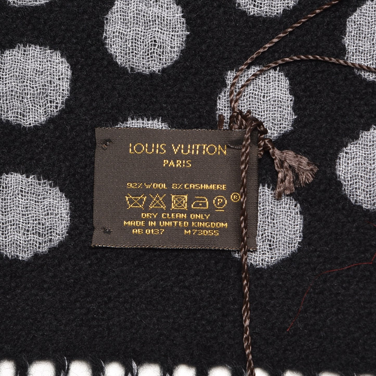 Wool Cashmere Polkagram Scarf Black