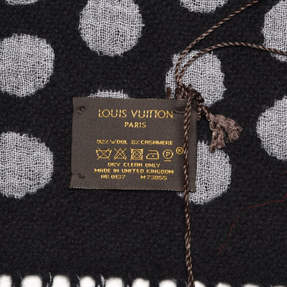 Louis Vuitton Wool Cashmere Polkagram Scarf Black 4 of 4