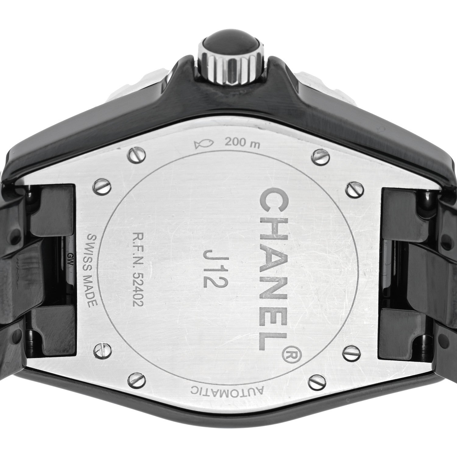 Chanel Stainless Steel Ceramic Diamond 38mm J12 Automatic Watch Black 4 of 5