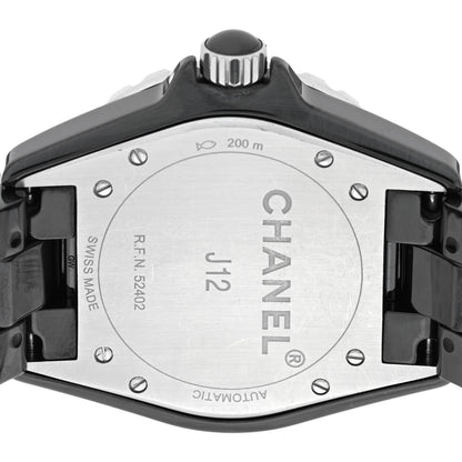 Chanel Stainless Steel Ceramic Diamond 38mm J12 Automatic Watch Black 4 of 5