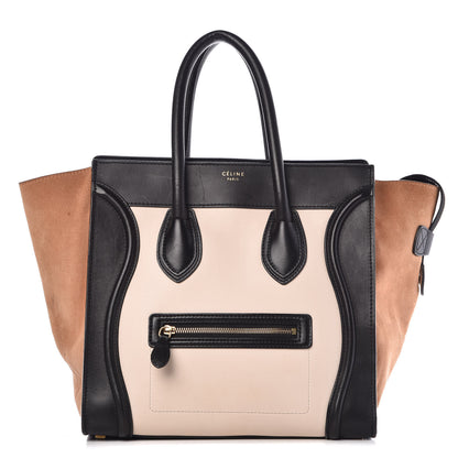Celine Satin Calfskin Suede Mini Tri-Color Luggage Seashell 1 of 15