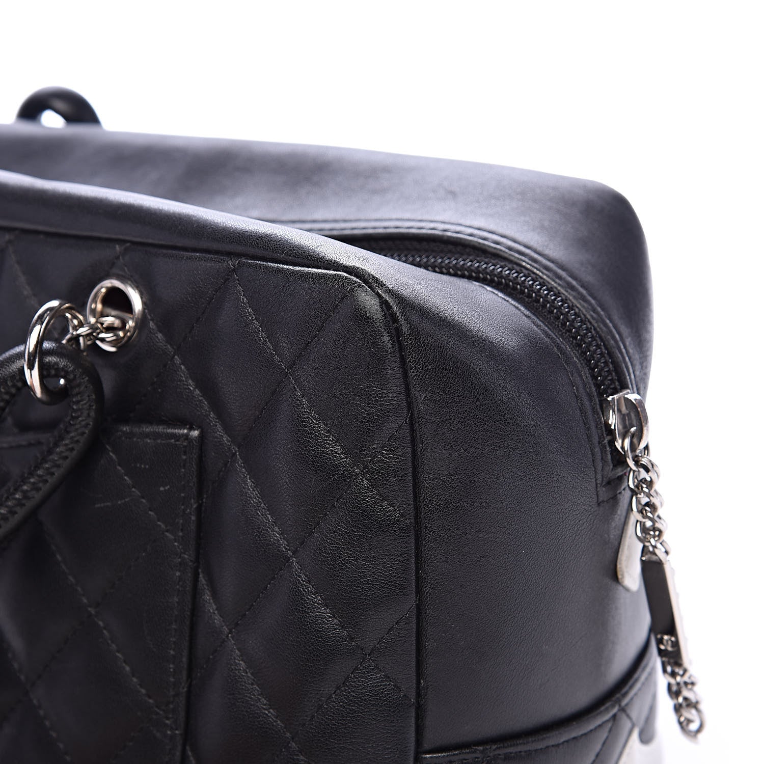 Chanel Calfskin Quilted Large Cambon Bowler Black White 14 of 15