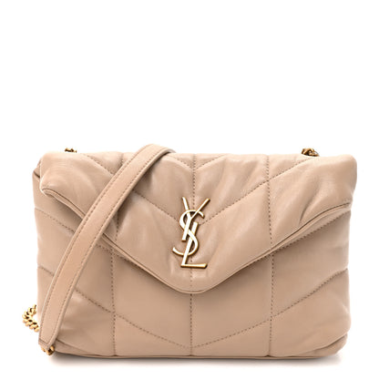 Saint Laurent Lambskin Quilted Toy Loulou Puffer Monogram Chain Satchel Nude Powder 1 of 13