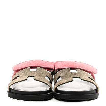 Hermes Suede Goatskin Womens Chypre Sandals 38 Toundra Rose Du Desert 2 of 8