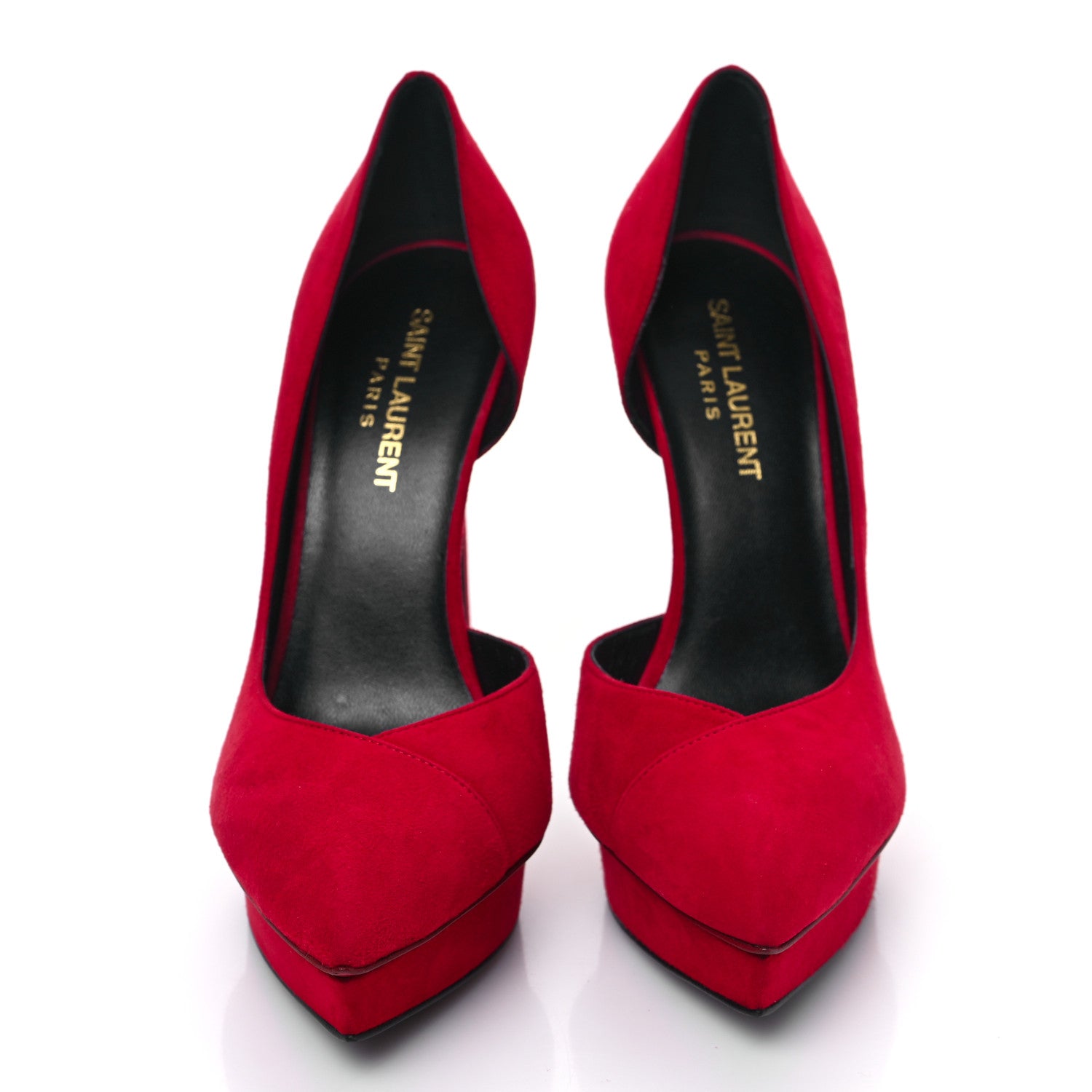 Saint Laurent Suede Janis 105 D'Orsay Pumps 37 New Red 2 of 9