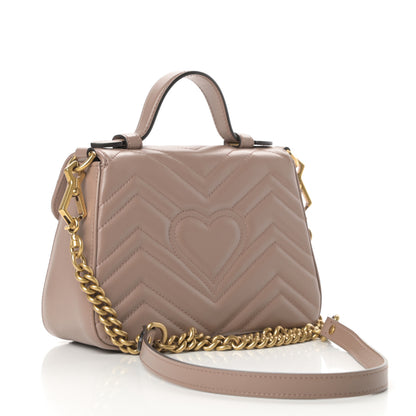 Gucci Calfskin Matelasse Mini GG Marmont Top Handle Shoulder Bag Porcelain Rose 3 of 10
