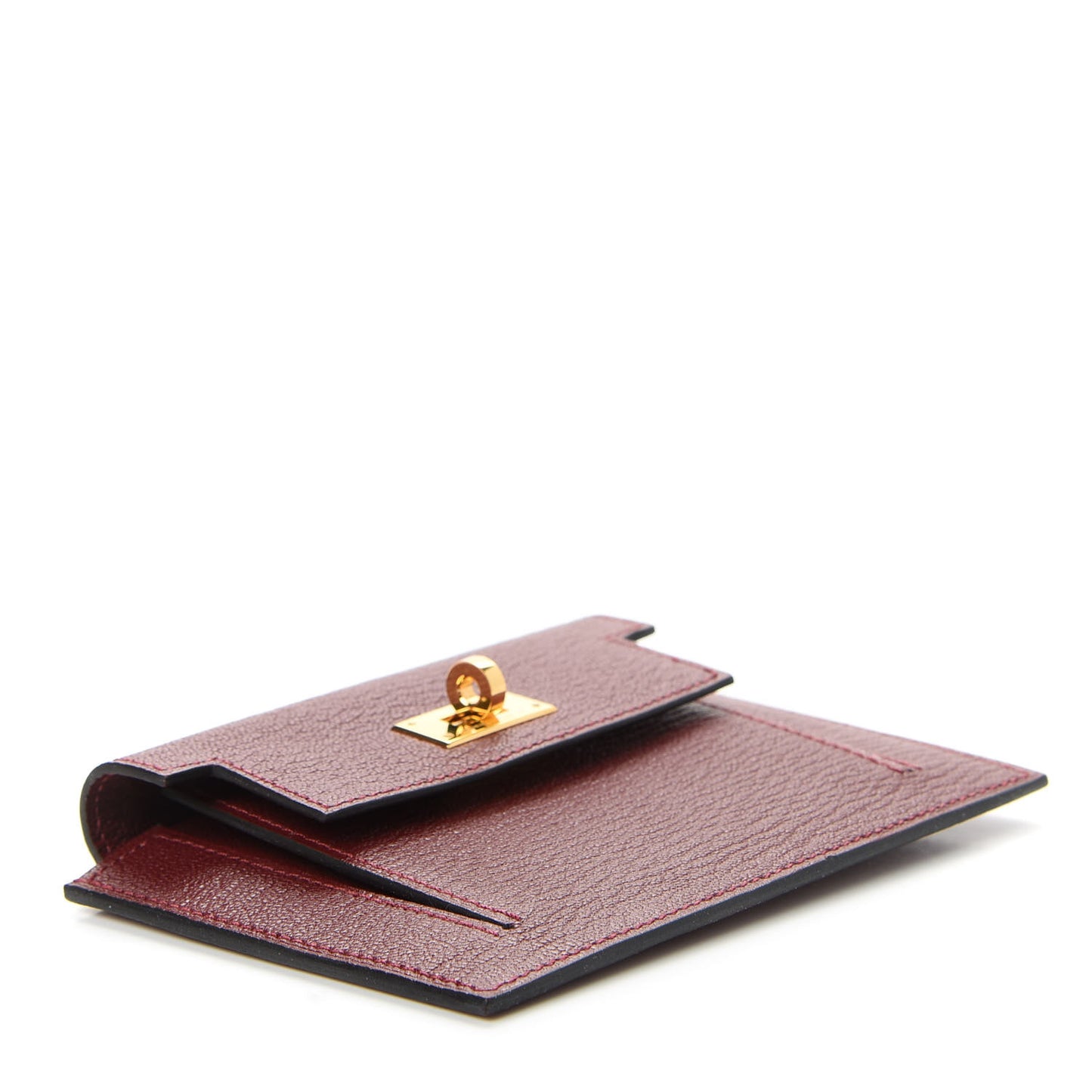 Chevre Mysore Kelly Pocket Compact Wallet Rouge H