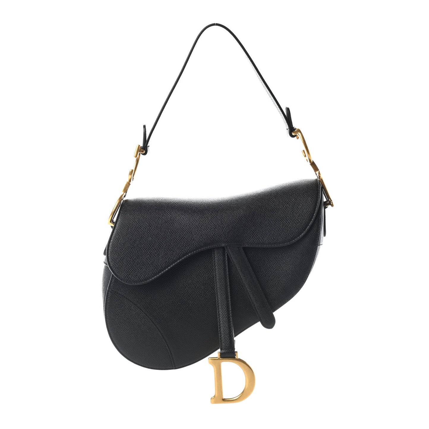 Grained Calfskin Saddle Bag Black