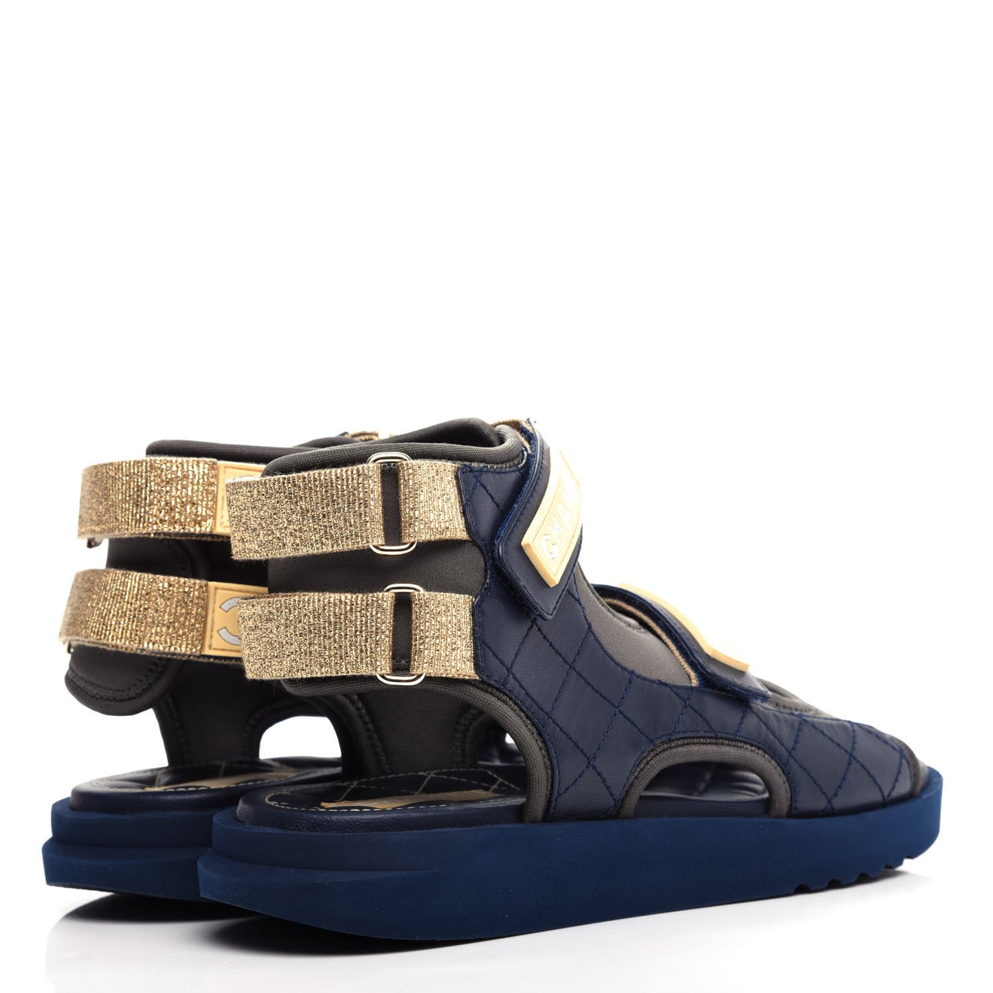 Goatskin Fabric TPU Gladiator Sandals 37 Navy Dark Grey Yellow