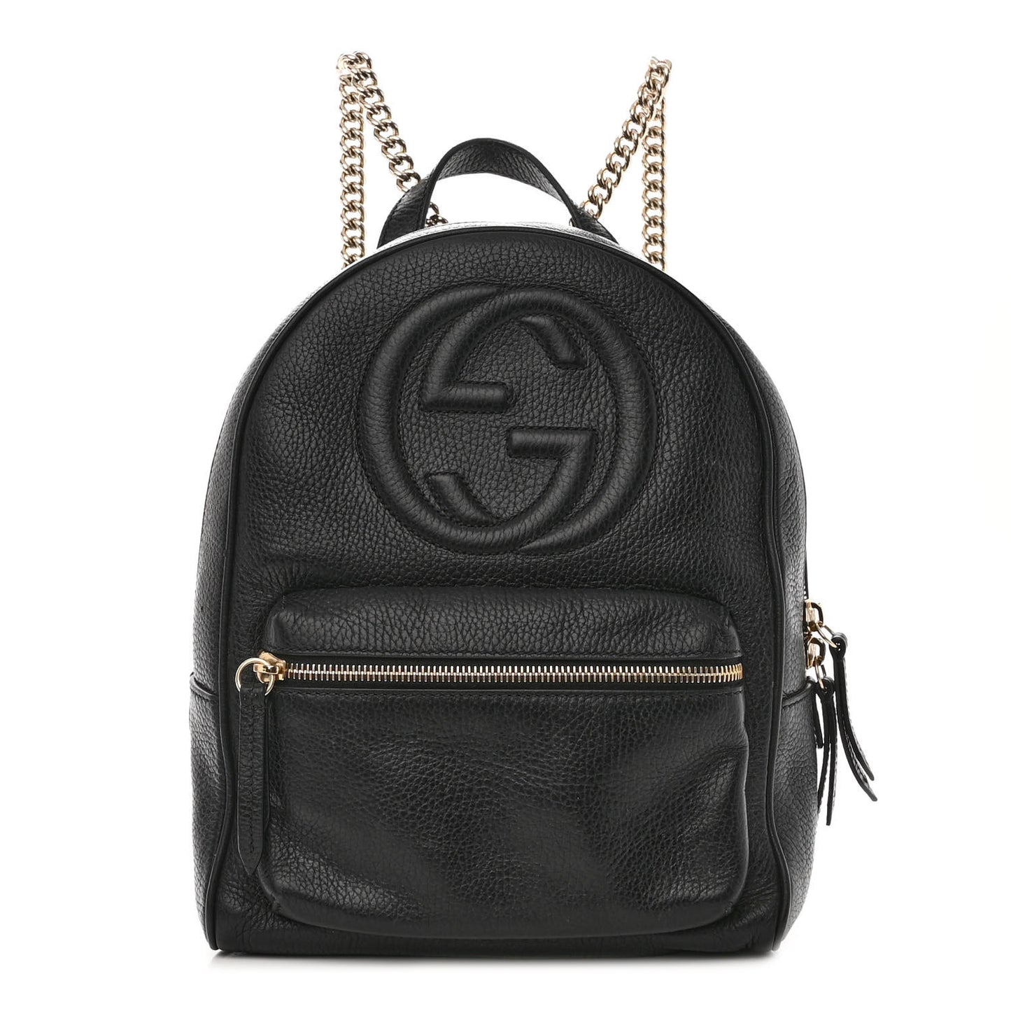 Pebbled Calfskin Soho Chain Backpack Black