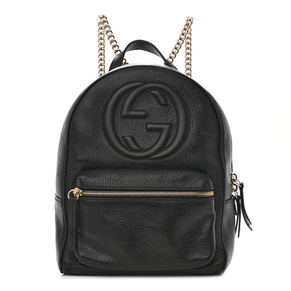 Gucci Pebbled Calfskin Soho Chain Backpack Black 1 of 12