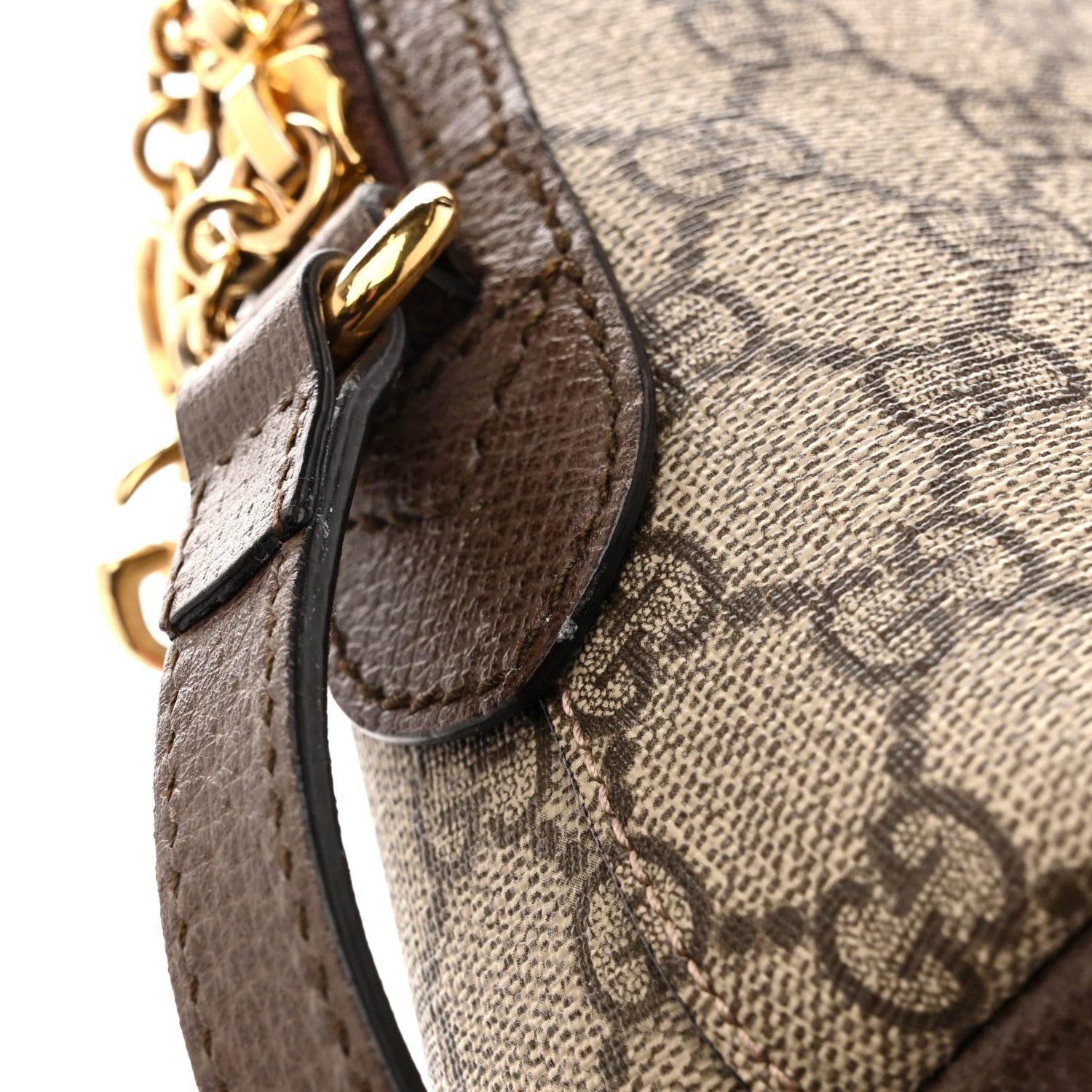 Gucci GG Supreme Monogram Textured Dollar Calfskin Web Small Ophidia Dome Shoulder Bag Beige Ebony New Acero 13 of 13