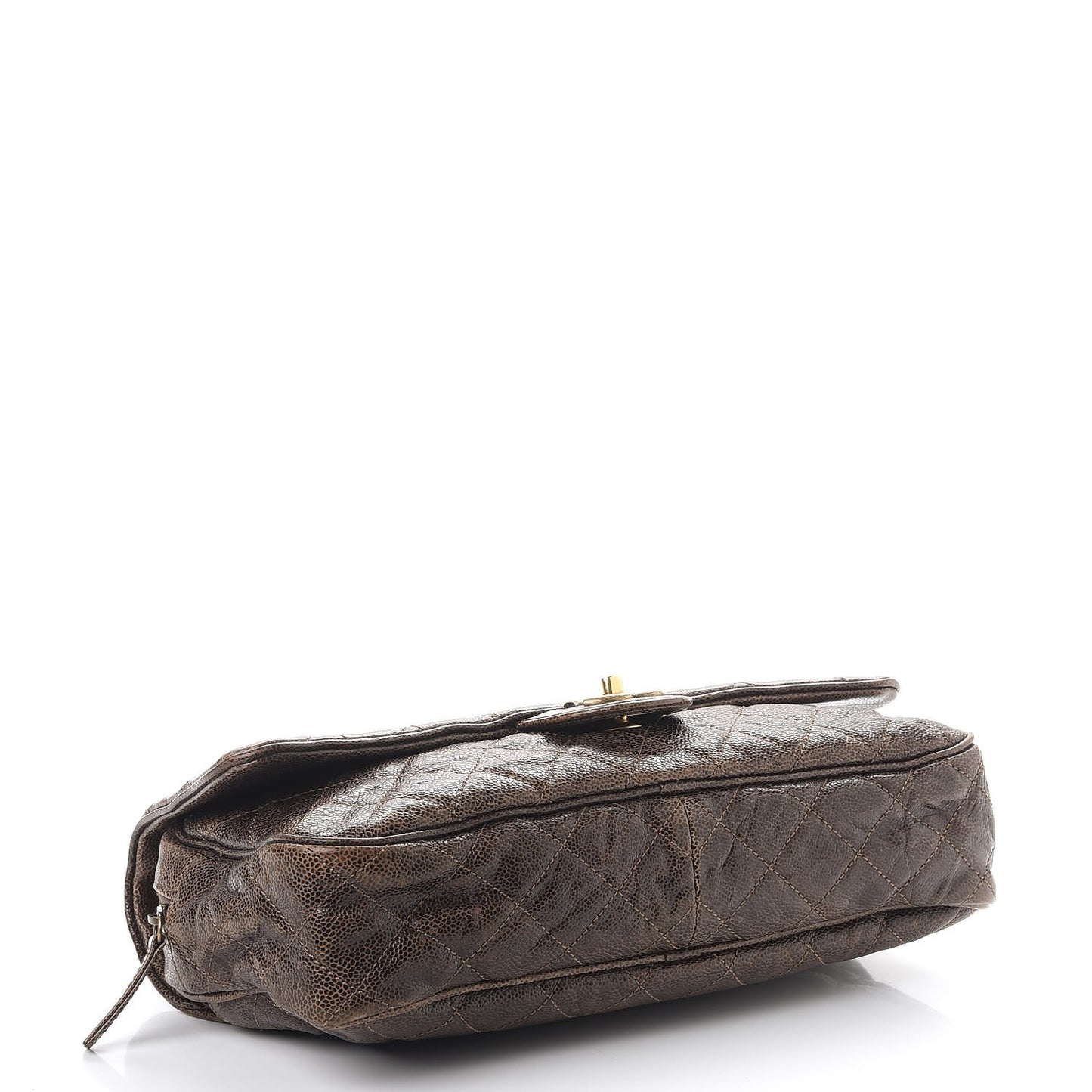 Crumpled Caviar Quilted Large Shiva Flap Brown