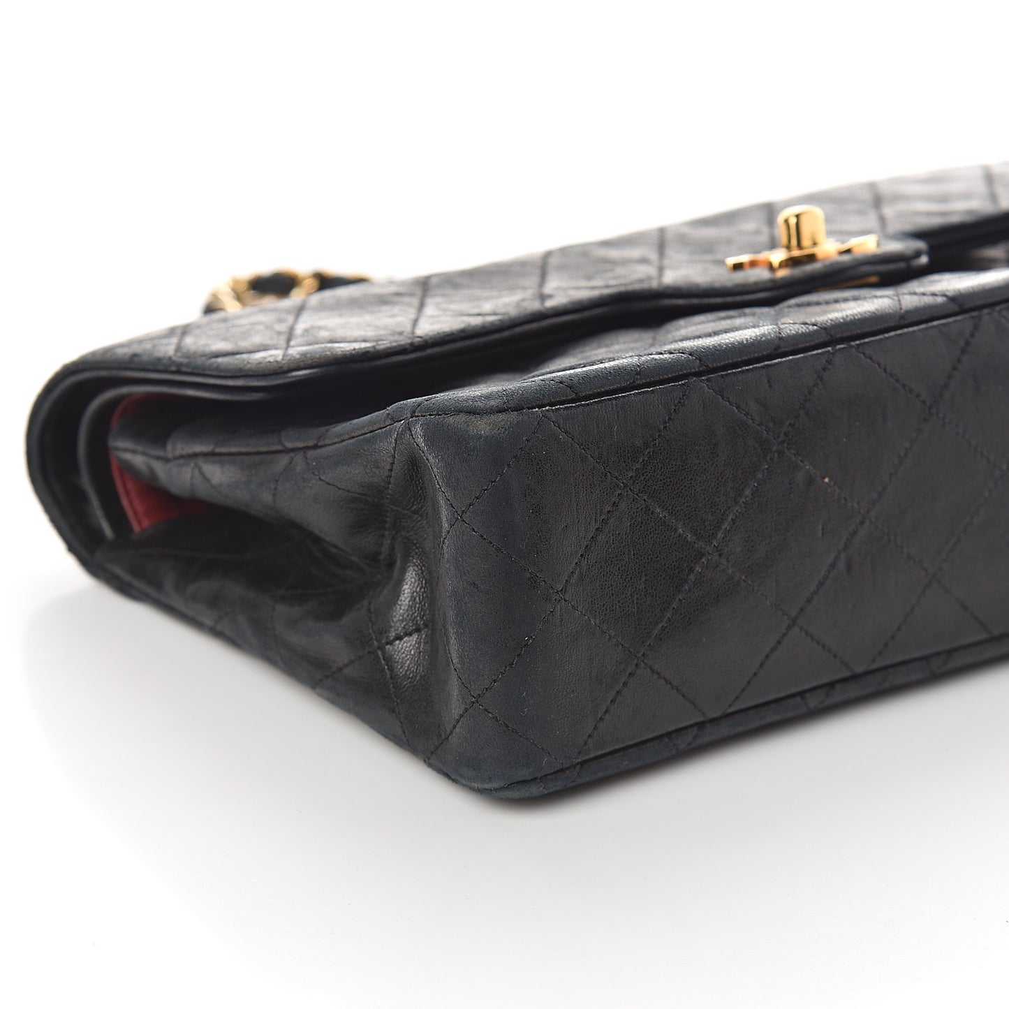 Lambskin Quilted Small Double Flap Black