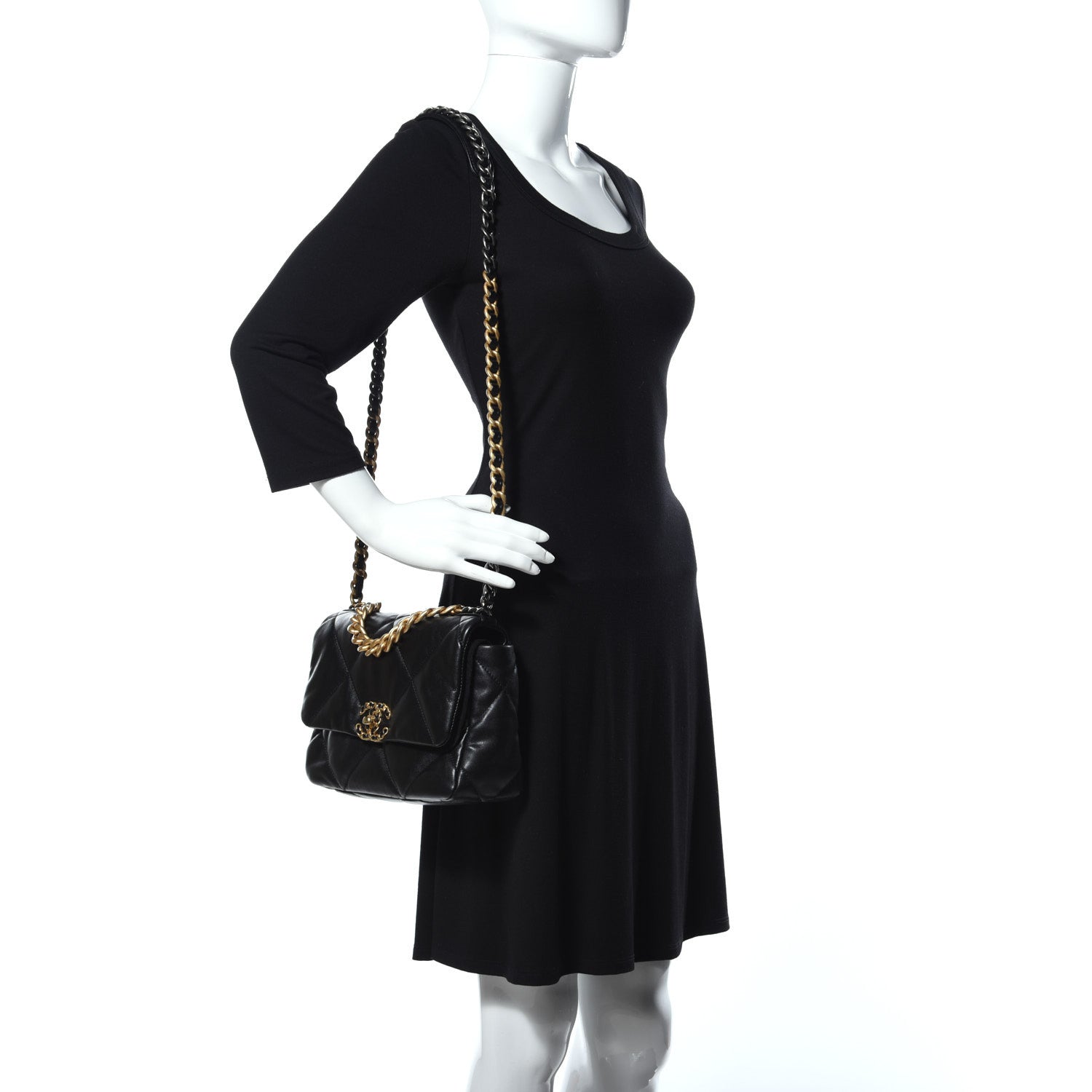 Chanel Goatskin Quilted Medium 19 Flap Black 2 of 16