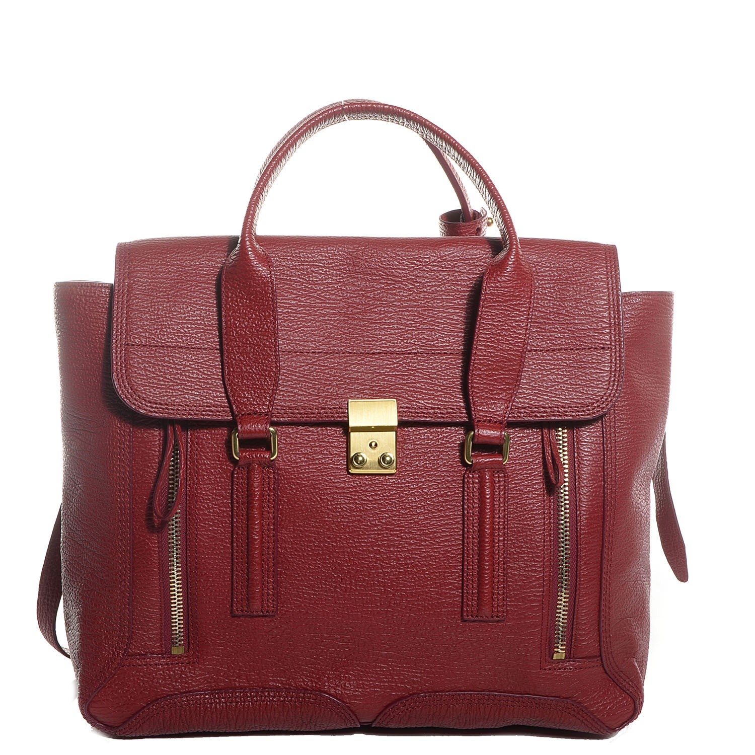 3.1 Phillip Lim Textured Leather Large Pashli Satchel Crimson 1 of 12