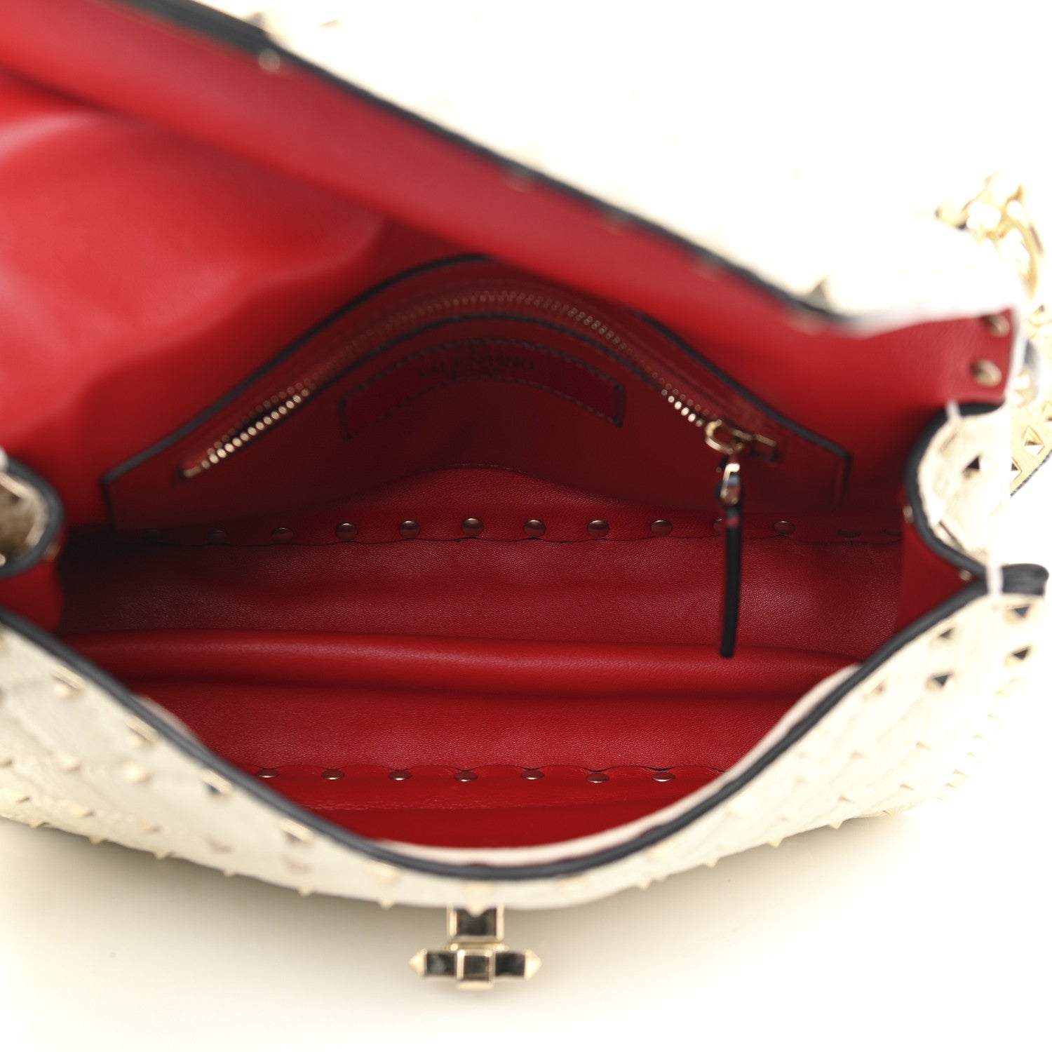 Valentino Garavani Grained Calfskin Medium Rockstud Spike Shoulder Bag Light Ivory 5 of 10