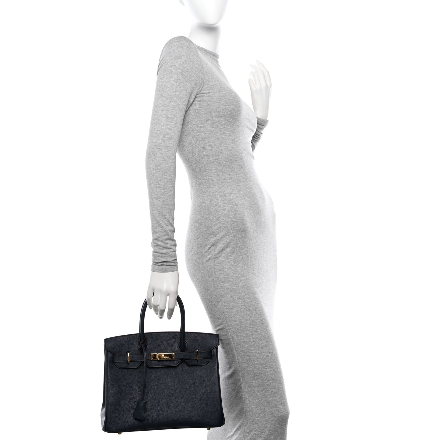 Epsom Contour Birkin 30 Bleu Indigo Rouge H