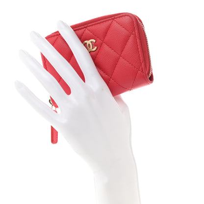Chanel Caviar Quilted Zip Coin Purse Red 2 of 9