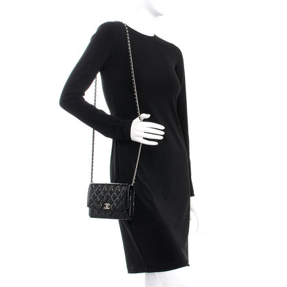 Chanel Patent Quilted Brilliant Wallet On Chain WOC Black 2 of 10