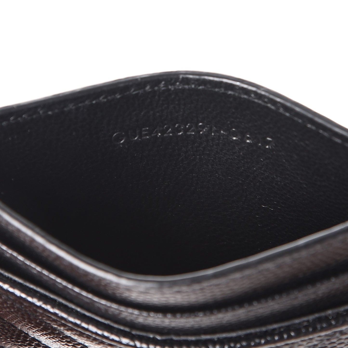 Grain De Poudre Matelasse Chevron Monogram Credit Card Case Black