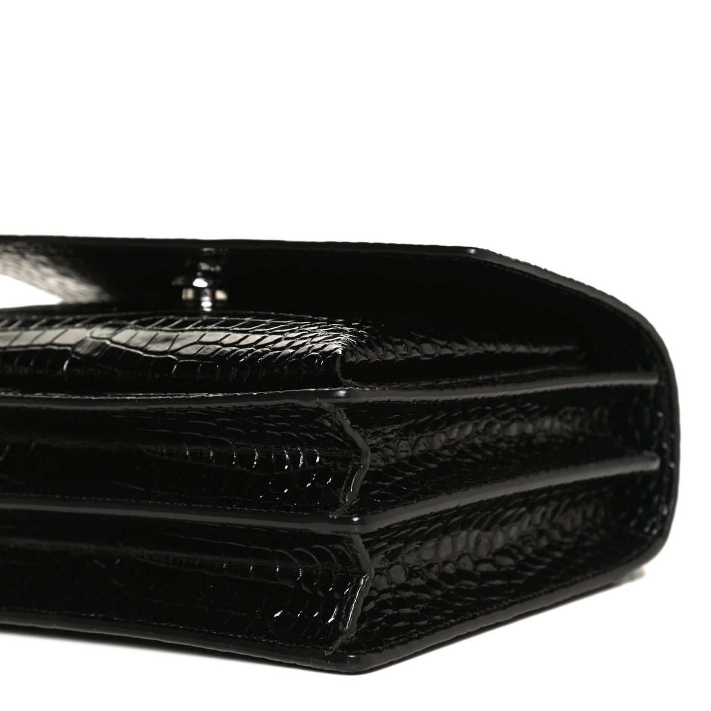 Calfskin Crocodile Embossed Medium Monogram Sunset Black