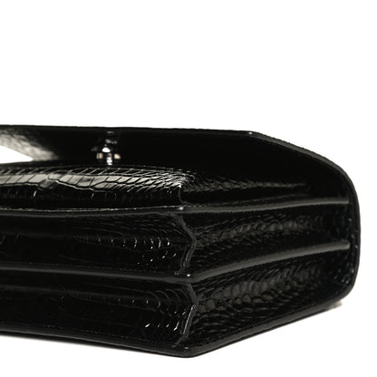 Saint Laurent Calfskin Crocodile Embossed Medium Monogram Sunset Black 10 of 11