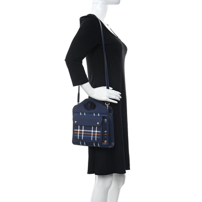 Burberry Calfskin Nylon Tartan Mini Pocket Bag Blue White Orange 2 of 10