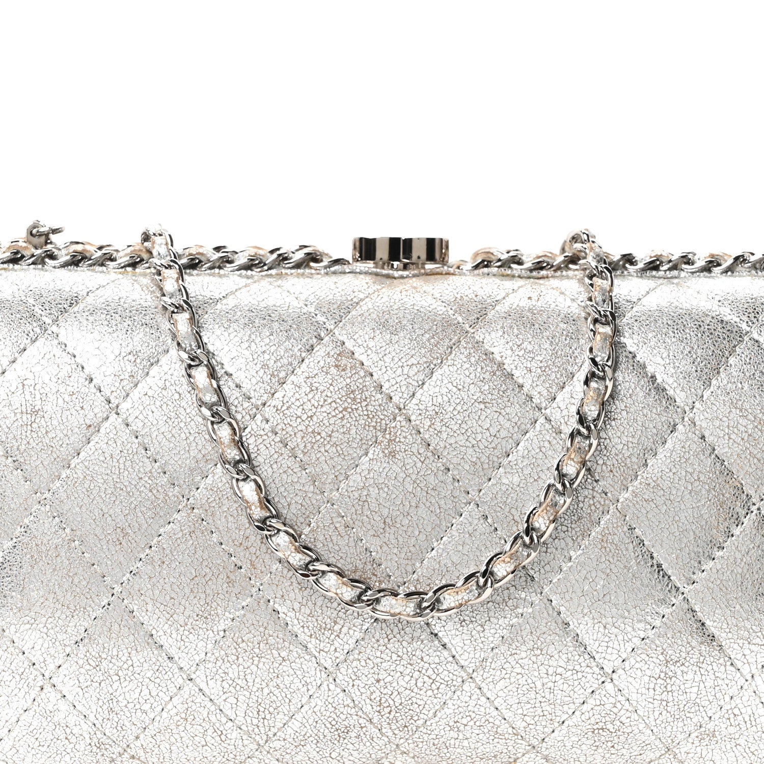 Chanel Metallic Lambskin Small Chain Around Clutch Silver 8 of 10