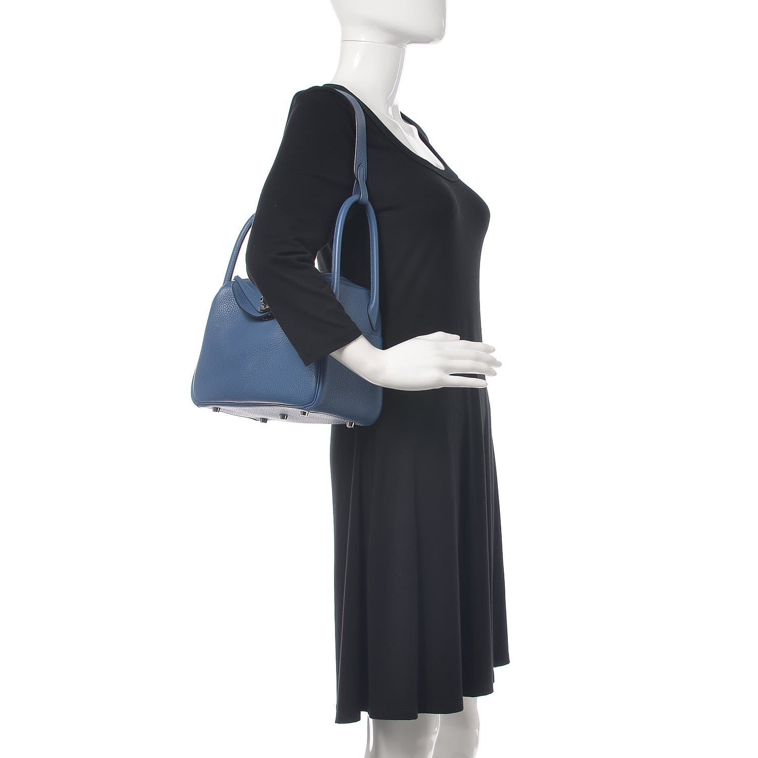 Hermes Taurillon Clemence Lindy 26 Bleu Agate 2 of 13
