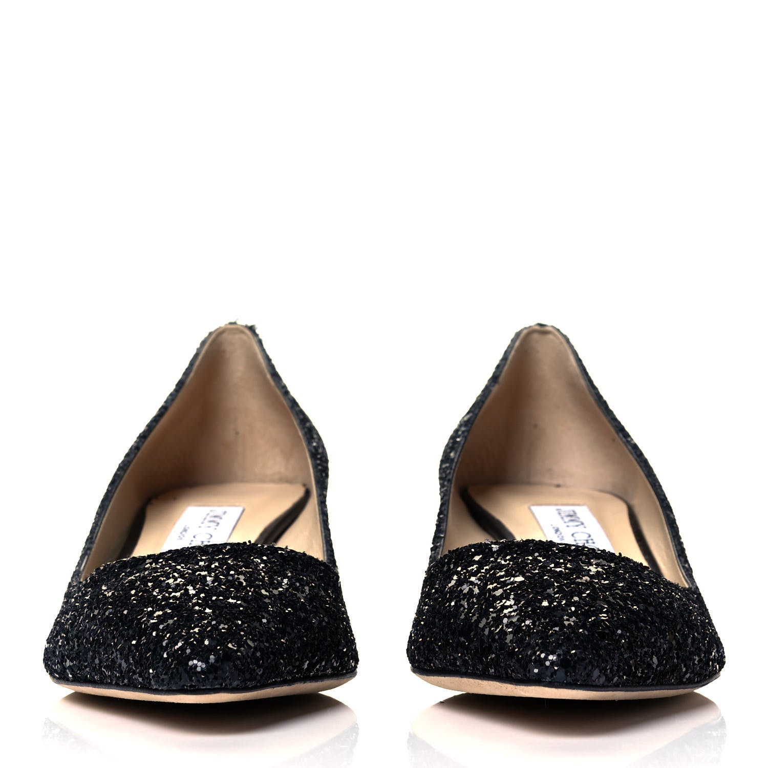 Jimmy Choo Coarse Glitter Pointy Toe Romy 40 Pumps 37 Black 2 of 7