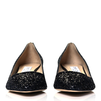 Jimmy Choo Coarse Glitter Pointy Toe Romy 40 Pumps 37 Black 2 of 7
