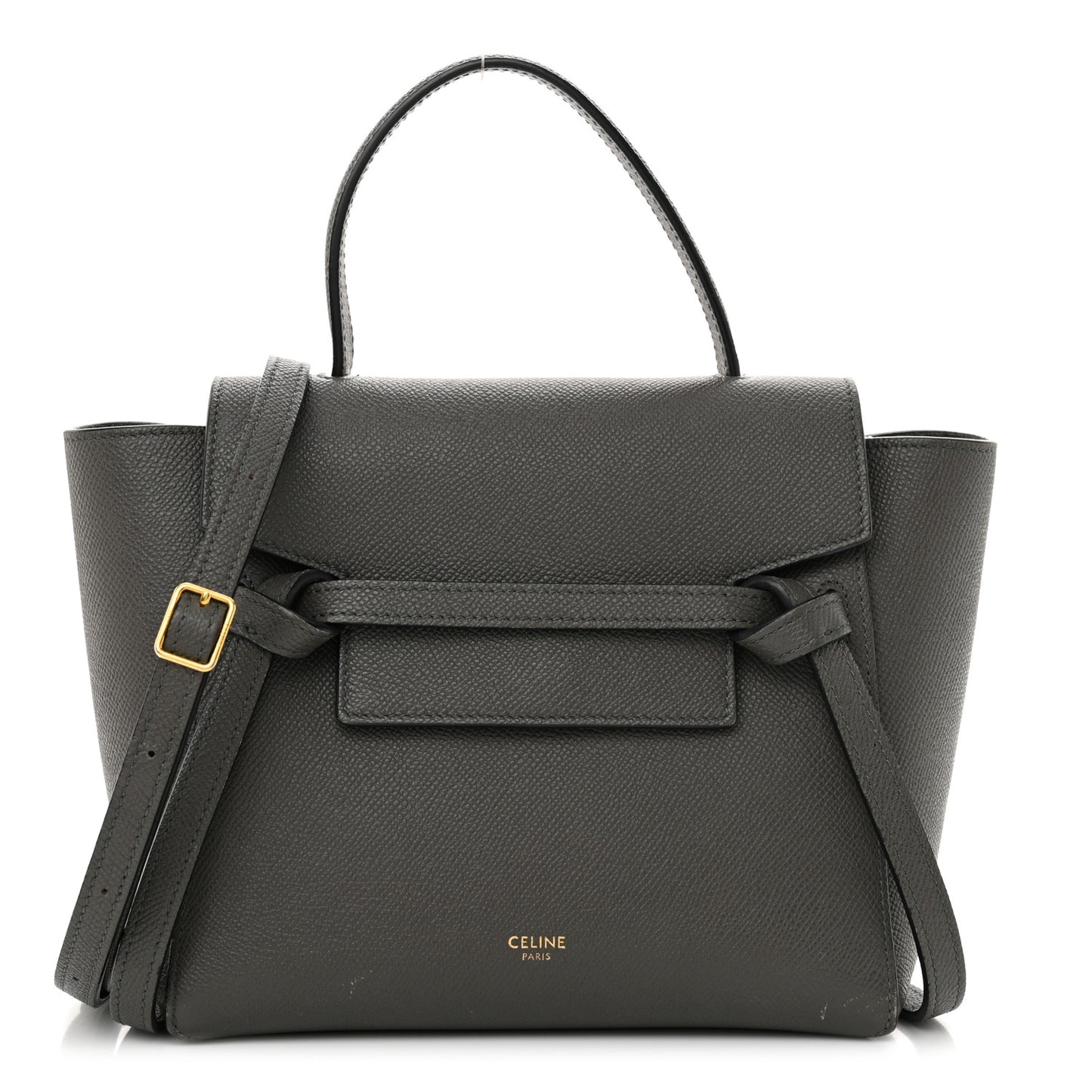 Grained Calfskin Nano Belt Bag Grey