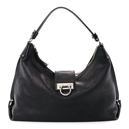 Salvatore Ferragamo Calfskin Fanisa Gancini Hobo Black 1 of 18