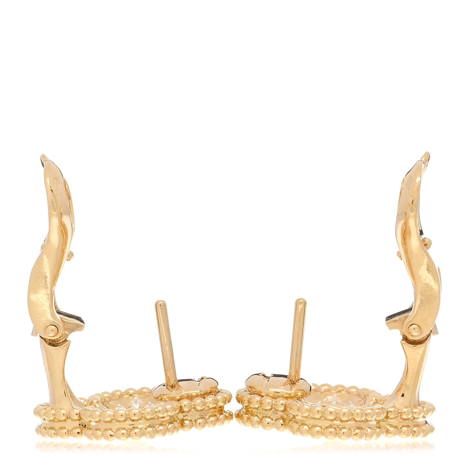 Van Cleef & Arpels 18K Yellow Gold Diamond Vintage Alhambra Earrings 3 of 5