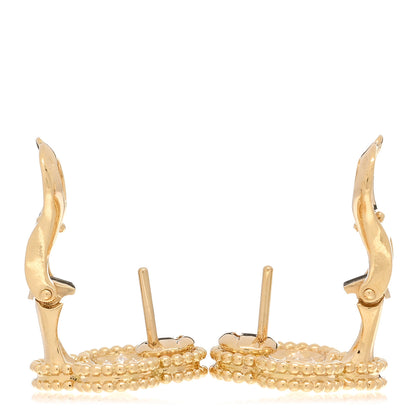 Van Cleef & Arpels 18K Yellow Gold Diamond Vintage Alhambra Earrings 3 of 5